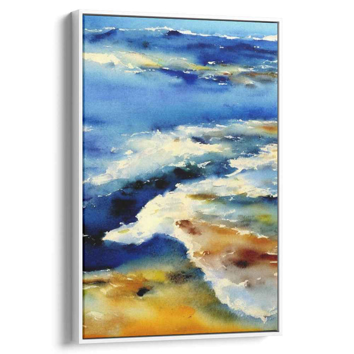 Aqua Mists Dance: Impressionist Watercolor Seascape Canvas Art