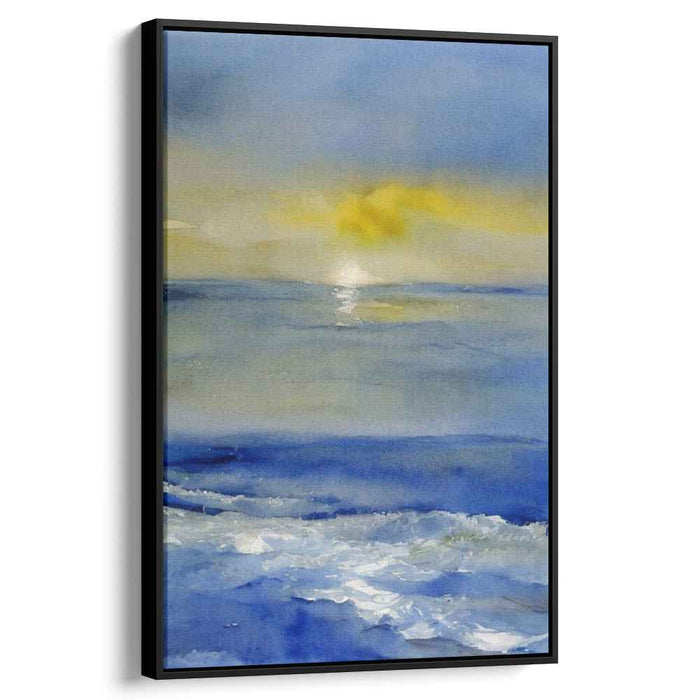 Calm Aquatic Effusion: Tranquil Ocean Watercolor Painting