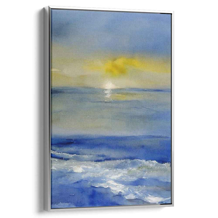 Calm Aquatic Effusion: Tranquil Ocean Watercolor Painting