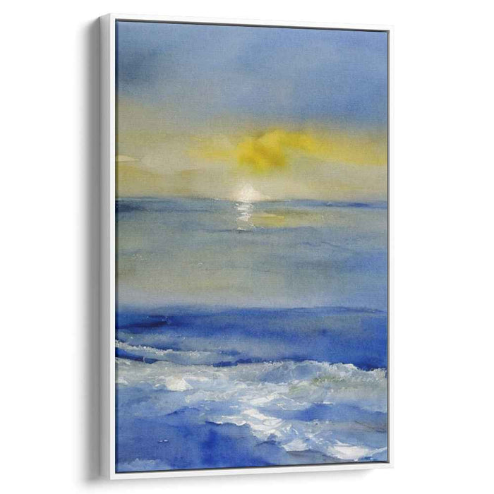 Calm Aquatic Effusion: Tranquil Ocean Watercolor Painting