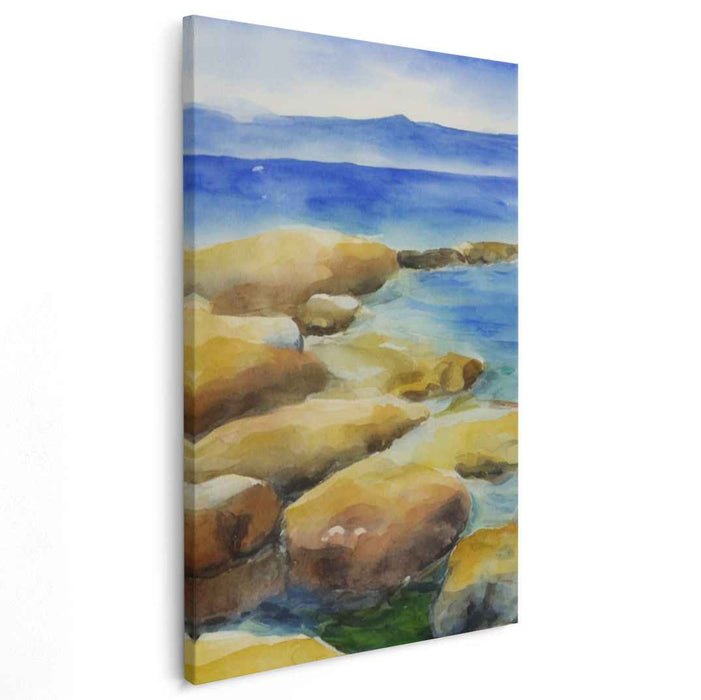 Seaside Dunes Symphony: Watercolor Coastal Landscape