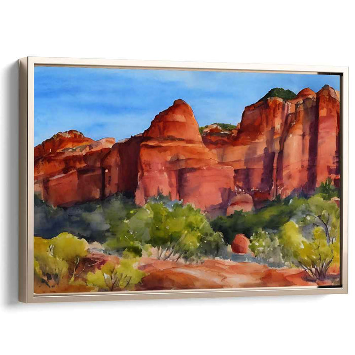 Red Rock Reverie: Serene Desert Landscape Watercolor Painting
