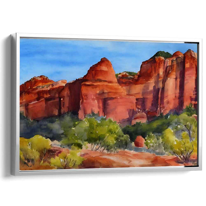 Red Rock Reverie: Serene Desert Landscape Watercolor Painting