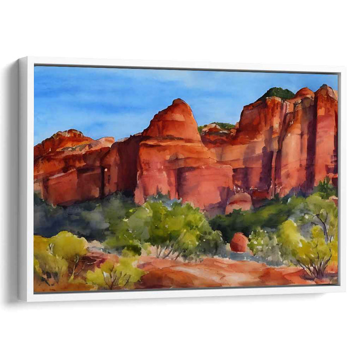 Red Rock Reverie: Serene Desert Landscape Watercolor Painting