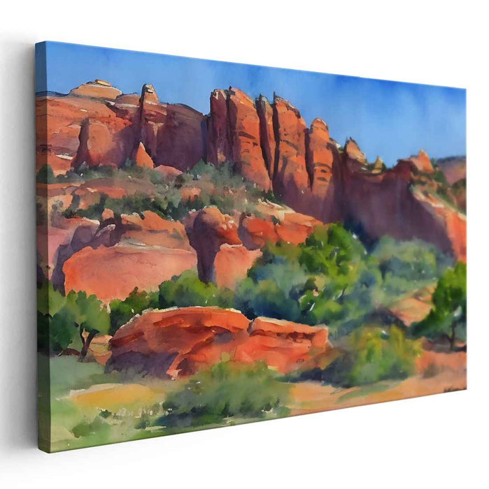 Sedona's Red Rock Splendor: Captivating Landscape Watercolor Painting