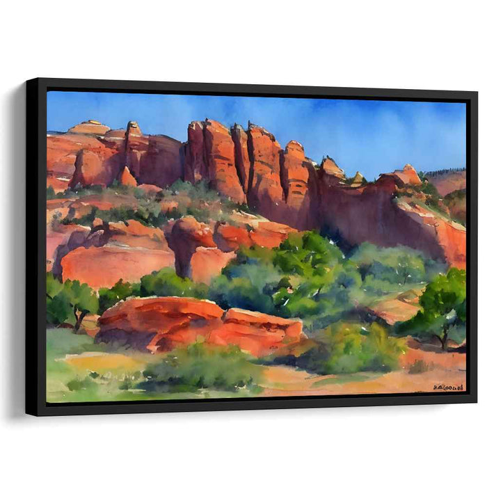 Sedona's Red Rock Splendor: Captivating Landscape Watercolor Painting