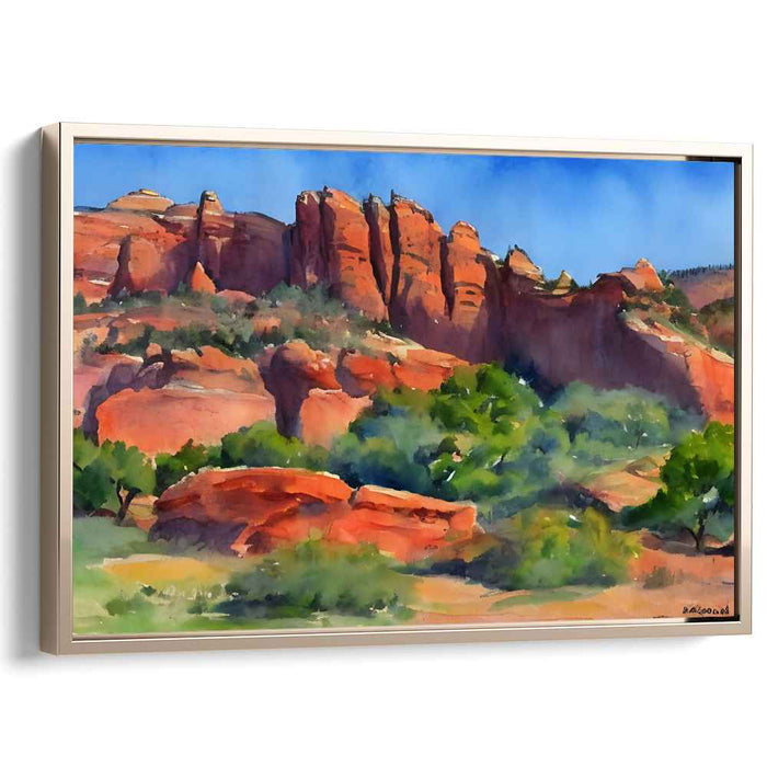Sedona's Red Rock Splendor: Captivating Landscape Watercolor Painting