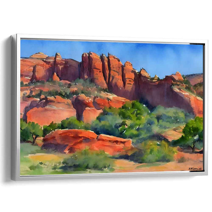 Sedona's Red Rock Splendor: Captivating Landscape Watercolor Painting