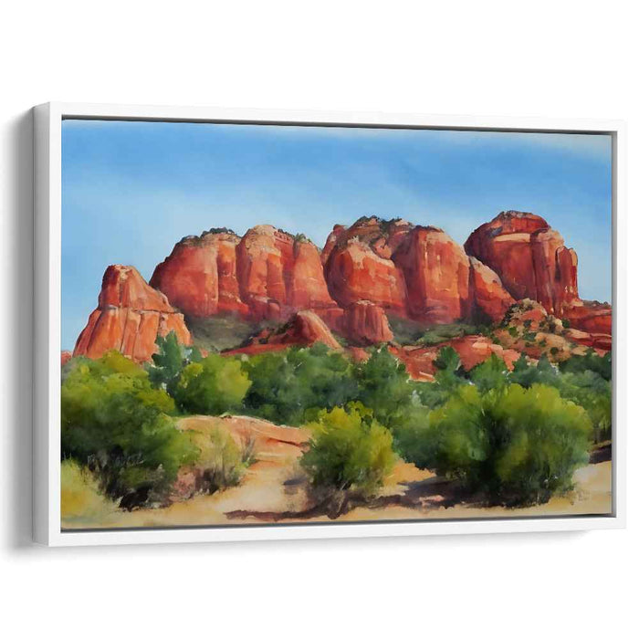 Oasis Mirage: Serene Desert Landscape Watercolor Print
