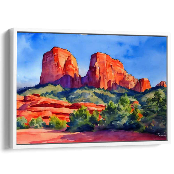 Canyon Hues Mirage: Serene Sedona Landscape Watercolor Painting