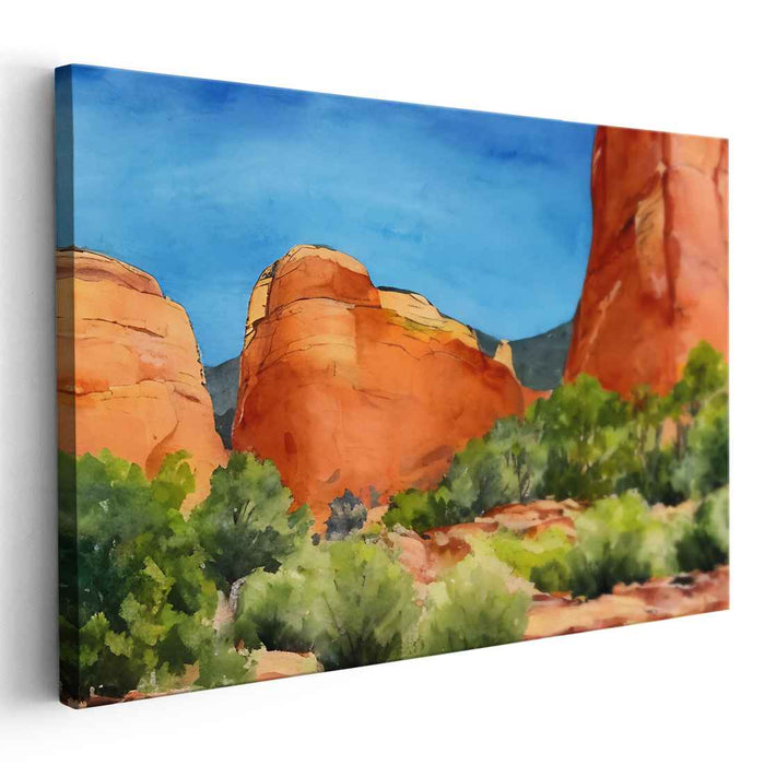 Sand Dunes Serenade: Serene Desert Landscape Watercolor Canvas Art Print