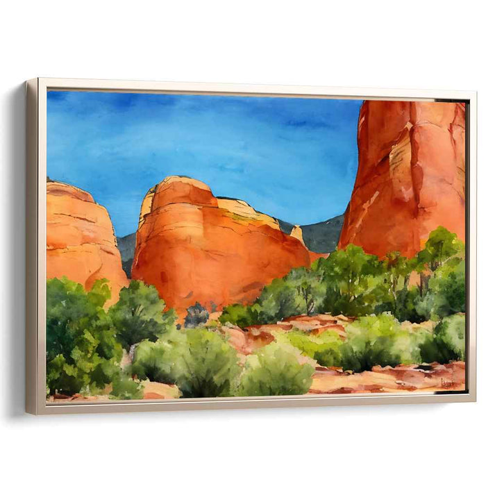 Sand Dunes Serenade: Serene Desert Landscape Watercolor Canvas Art Print