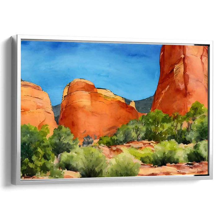 Sand Dunes Serenade: Serene Desert Landscape Watercolor Canvas Art Print