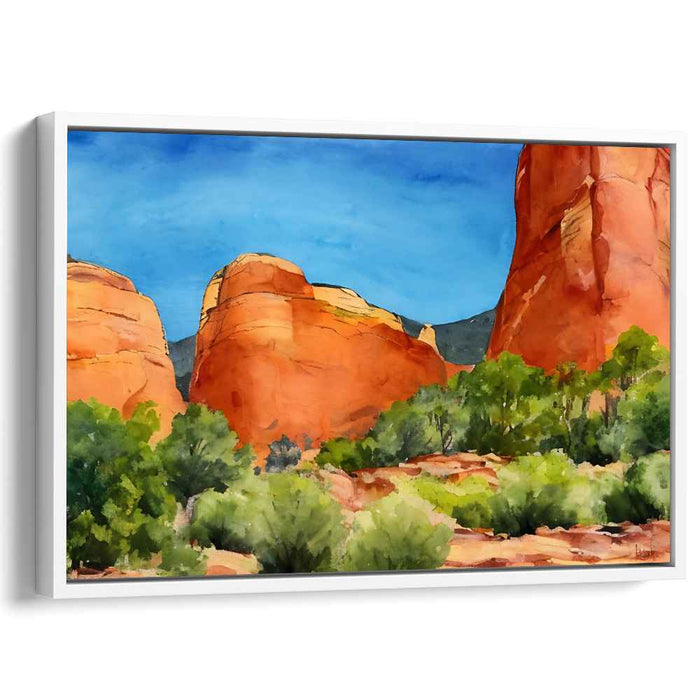 Sand Dunes Serenade: Serene Desert Landscape Watercolor Canvas Art Print