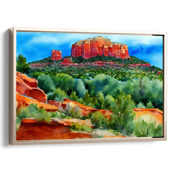 Red Rock Vista: Watercolor Landscape of Sedona Canvas Art Print