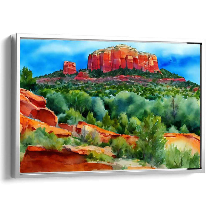 Red Rock Vista: Watercolor Landscape of Sedona Canvas Art Print