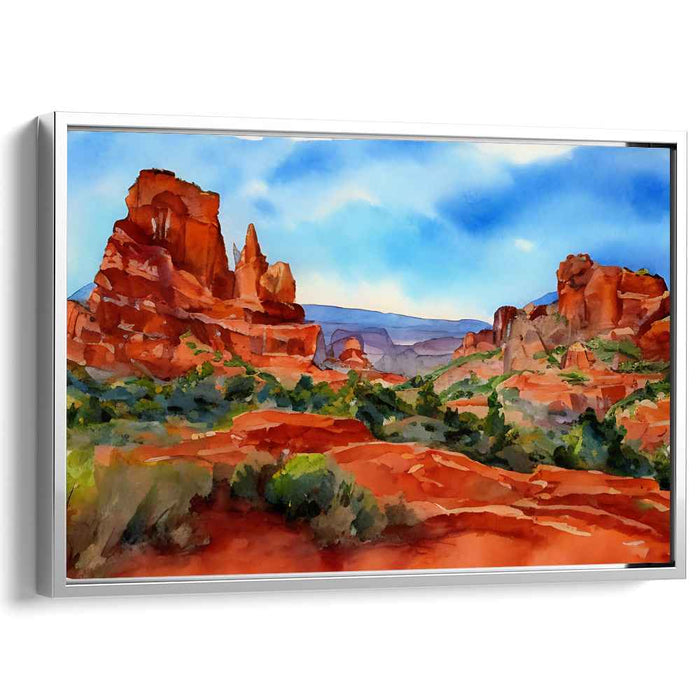 Aqueous Enchantment: Vibrant Watercolor Landscape Canvas Art Print