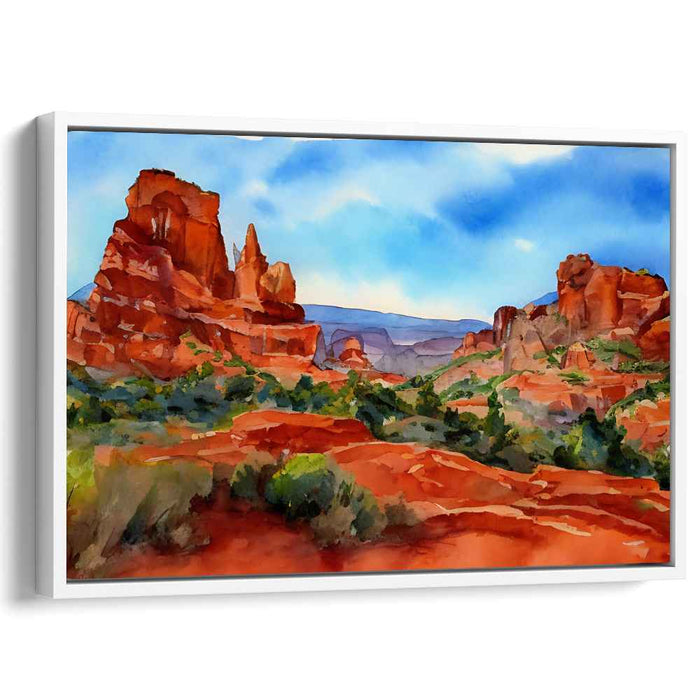 Aqueous Enchantment: Vibrant Watercolor Landscape Canvas Art Print