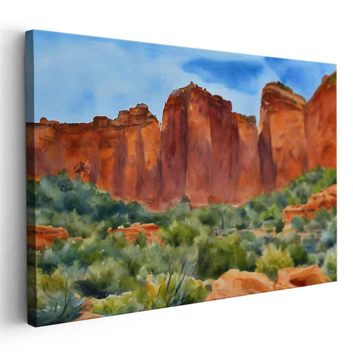 Desert Mirage Tranquility: Serene Desert Landscape Canvas Art Print