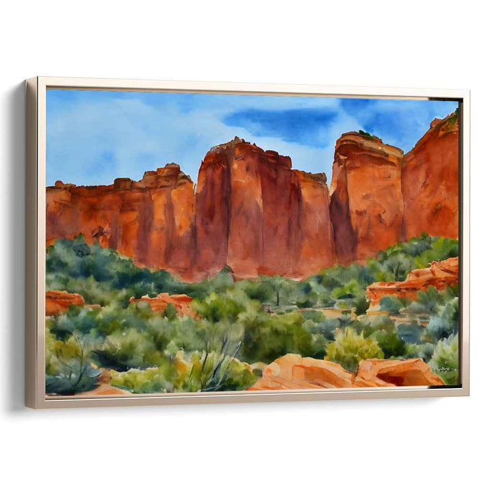 Desert Mirage Tranquility: Serene Desert Landscape Canvas Art Print
