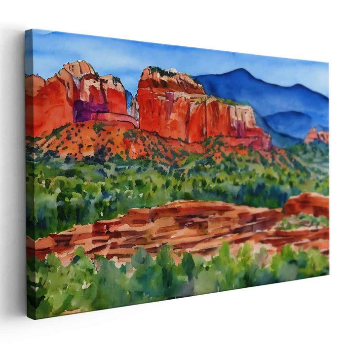 Aqua Horizon Reverie: Captivating Landscape Watercolor Painting