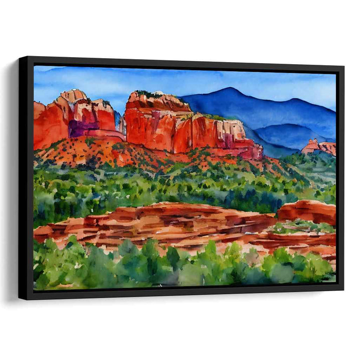 Aqua Horizon Reverie: Captivating Landscape Watercolor Painting