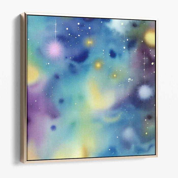 Starry Midnight Melody: Abstract Watercolor Night Sky Canvas Art Print