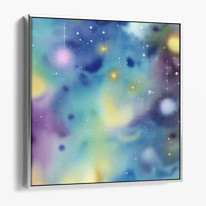 Starry Midnight Melody: Abstract Watercolor Night Sky Canvas Art Print