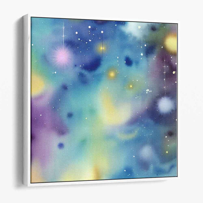 Starry Midnight Melody: Abstract Watercolor Night Sky Canvas Art Print