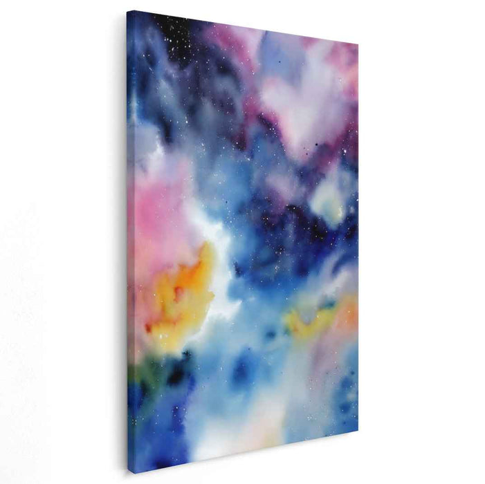 Cosmic Symphony in Watercolor Canvas Art: Cosmic Symphony in Watercolor Canvas Art