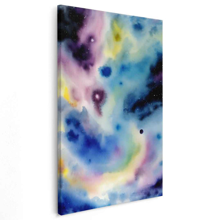 Cosmic Serenity Burst: Abstract Expressionist Universe in Blue and Purple Canvas Art
