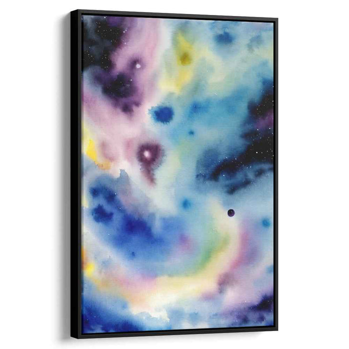 Cosmic Serenity Burst: Abstract Expressionist Universe in Blue and Purple Canvas Art