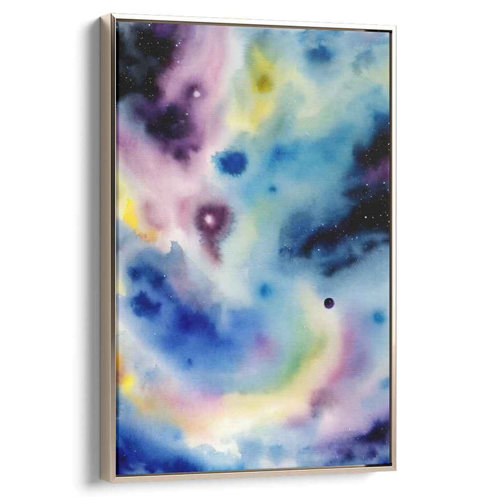 Cosmic Serenity Burst: Abstract Expressionist Universe in Blue and Purple Canvas Art