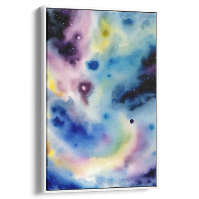 Cosmic Serenity Burst: Abstract Expressionist Universe in Blue and Purple Canvas Art