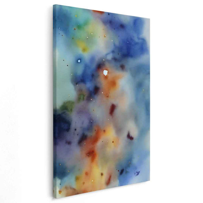 Cosmic Watercolor Dream: Abstract Nebula Canvas Art Print