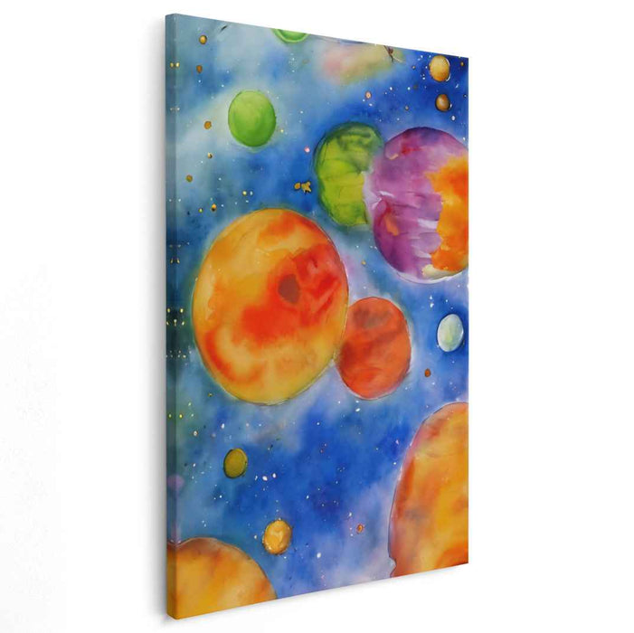 Galactic Chromatic Odyssey: A Journey Through Space and Color Canvas Art Print