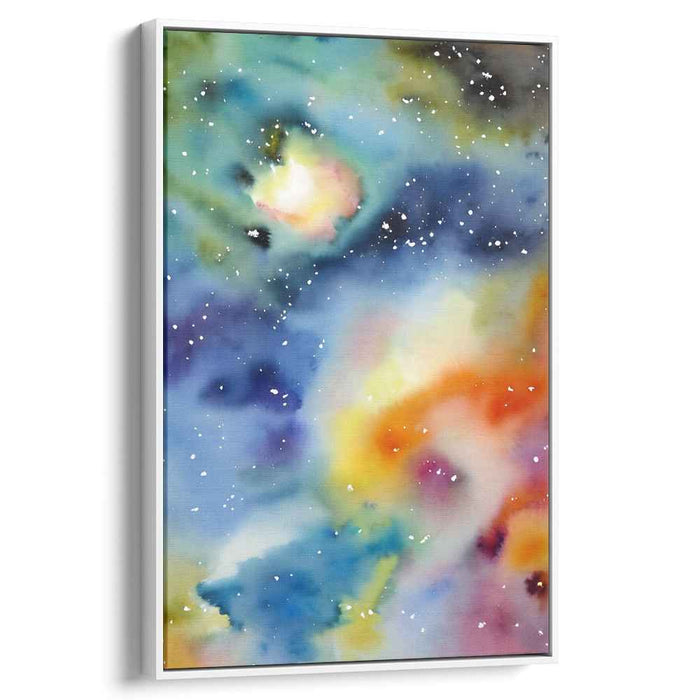 Cosmic Waves Dance Away: Abstract Nebula Watercolor Canvas Art Print