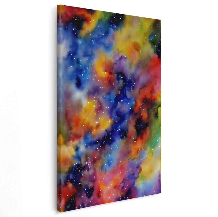 Cosmic Ripple Painting: Abstract Nebula Watercolor Canvas Art