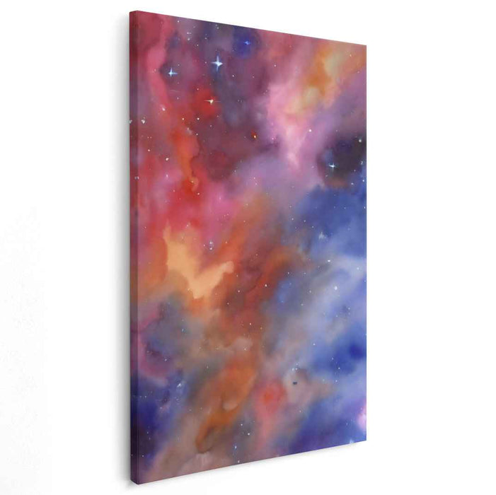 Cosmic Ripple Symphony: Nebula Watercolor Canvas Art Print