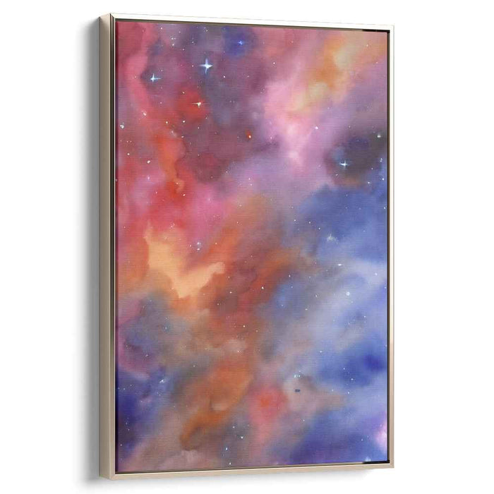 Cosmic Ripple Symphony: Nebula Watercolor Canvas Art Print