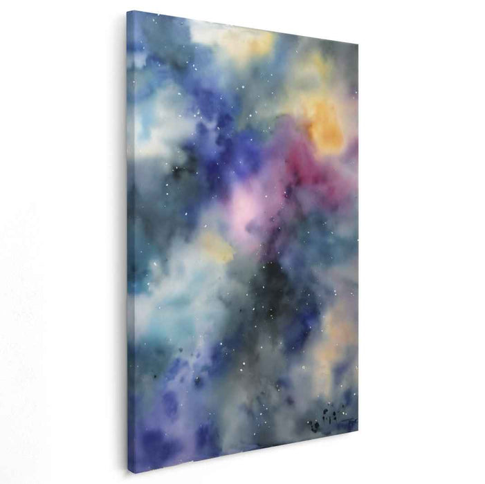 Cosmic Waves Dance: Abstract Watercolor Galaxy Canvas Art Print