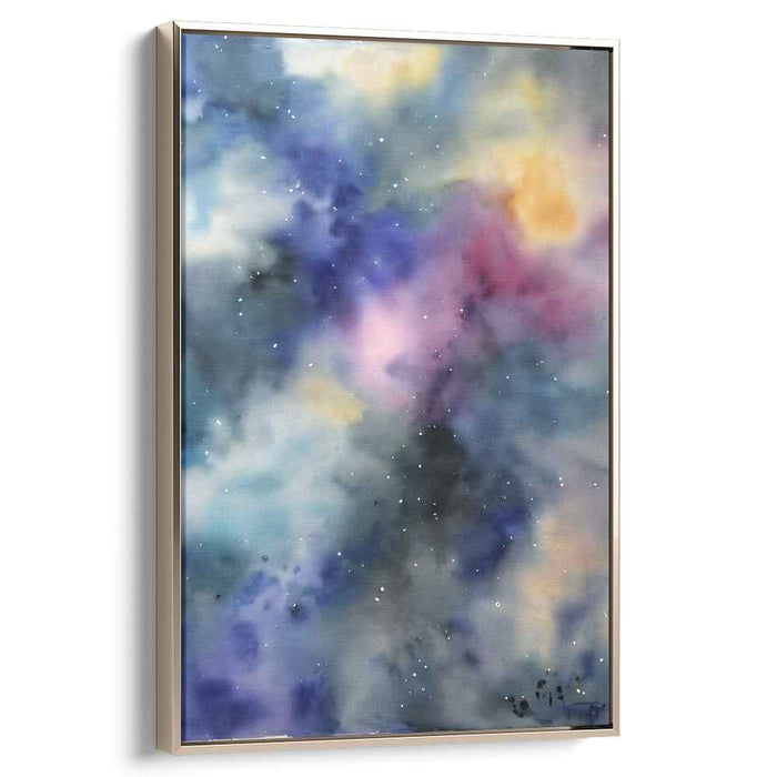 Cosmic Waves Dance: Abstract Watercolor Galaxy Canvas Art Print