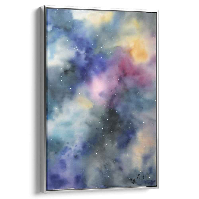 Cosmic Waves Dance: Abstract Watercolor Galaxy Canvas Art Print