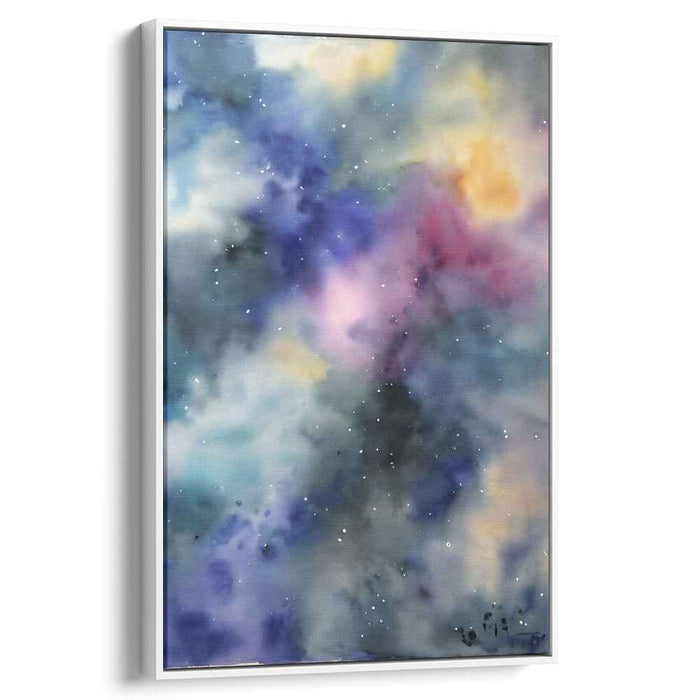 Cosmic Waves Dance: Abstract Watercolor Galaxy Canvas Art Print