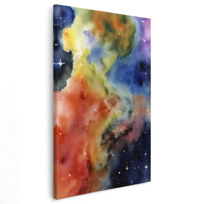Celestial Nebula Dance: Ethereal Watercolor Nebula Canvas Art Print