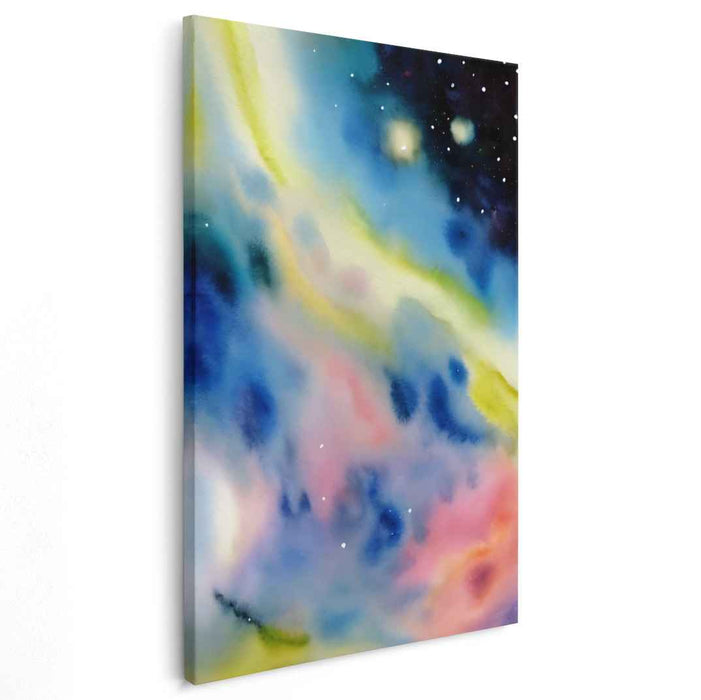 Magic Melodies in Blue Hues: Abstract Watercolor Celestial Dream