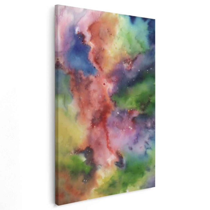 Nebulous Waters: Vibrant Nebula Watercolor Canvas Art Print