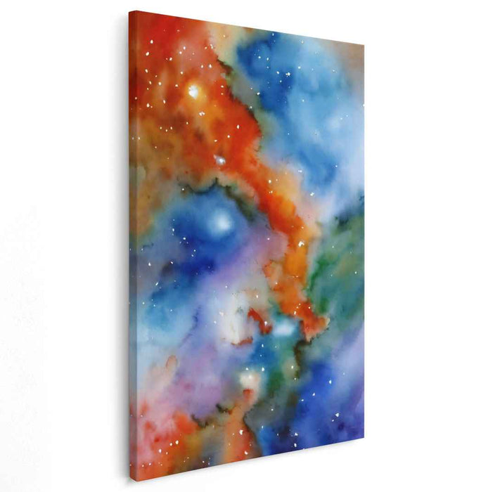 Cosmic Euphoria Burst: Watercolor Nebula Canvas Art Print