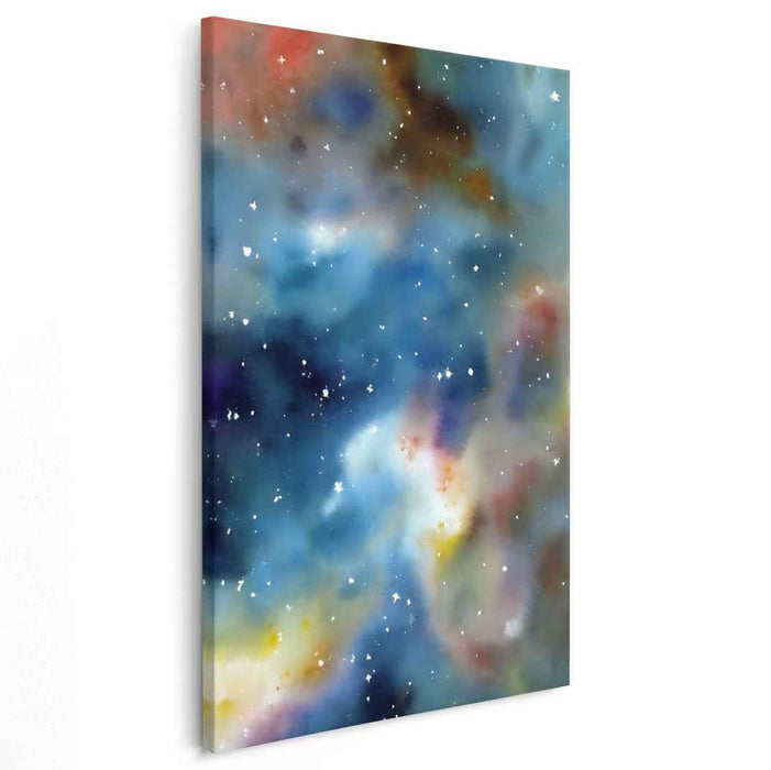 Galactic Dreamscape: Watercolor Nebula Canvas Art Print