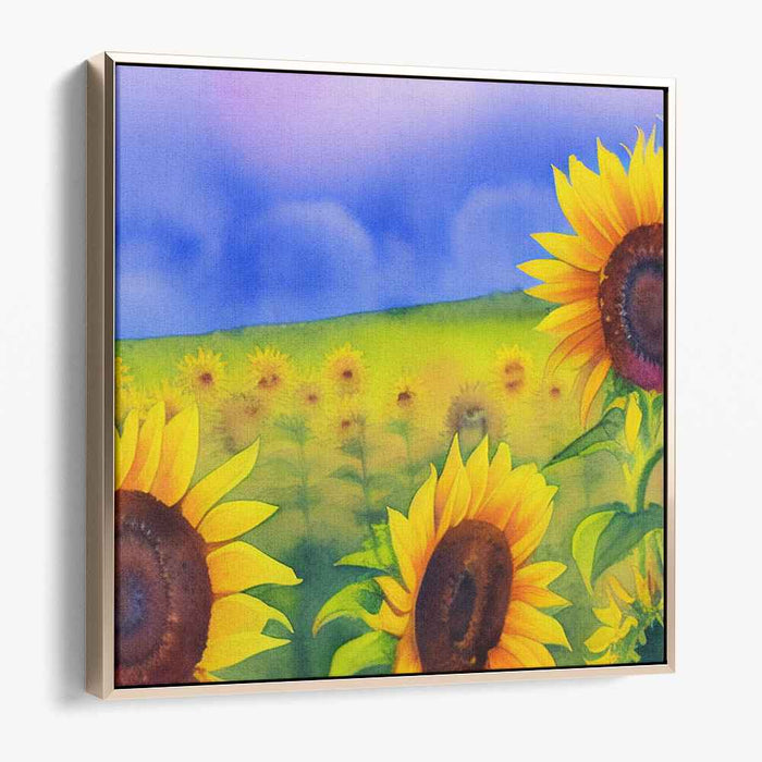 Sunflower Ballet: Impressionistic Sunflower Field Canvas Art